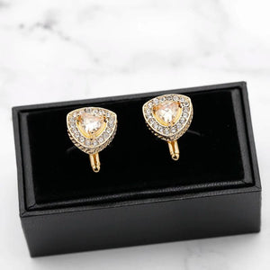 Glamorous Triangle Cufflinks Mens Wedding Rhinestone Zircon Cuff Links