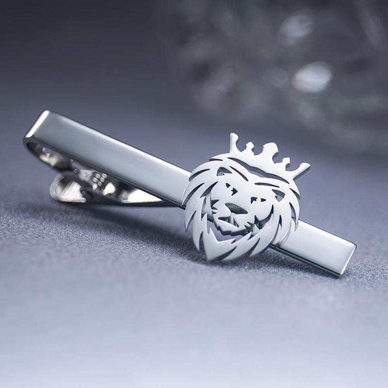 Crown Lion Tie Clip Stainless Steel Mens Animal Hip Hop Party Accessories