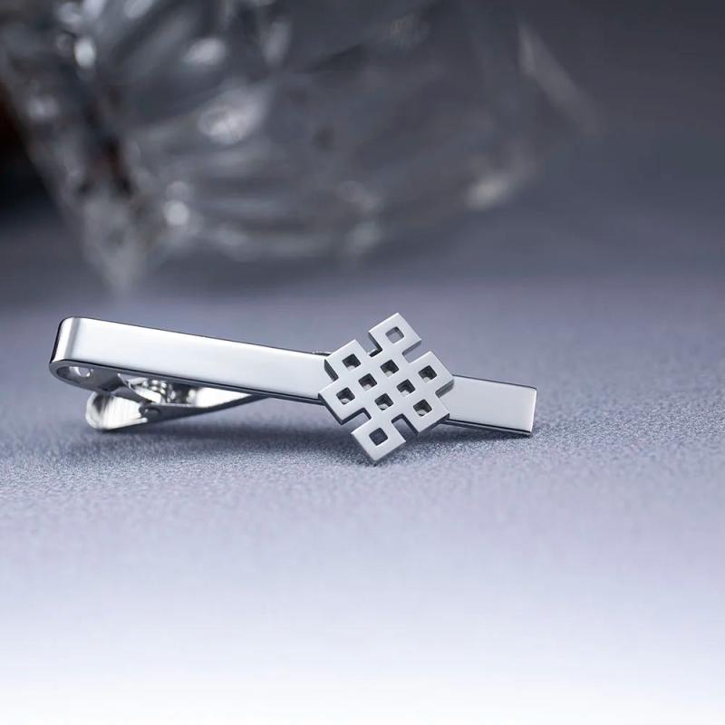 Chinese Knot Tie Clip Stainless Steel Lucky Amulet Necktie Clamp