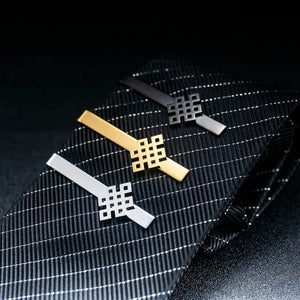 Chinese Knot Tie Clip Stainless Steel Lucky Amulet Necktie Clamp