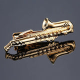 Golden Saxophone Men Tie Clip Bar Necktie Pin Clasp Clamp
