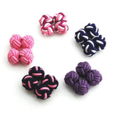 YHKS-S001 Colorful Silk Knot Cufflinks,5 pairs