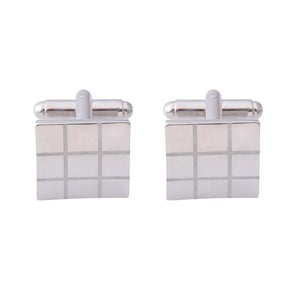 Laser Plaid Cuff Links Checkered Cufflinks Silver