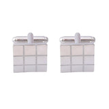 Laser Plaid Cuff Links Checkered Cufflinks Silver