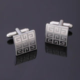 Laser Plaid Cuff Links Checkered Cufflinks Silver