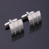 Laser Plaid Cuff Links Checkered Cufflinks Silver