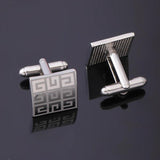 Laser Plaid Cuff Links Checkered Cufflinks Silver