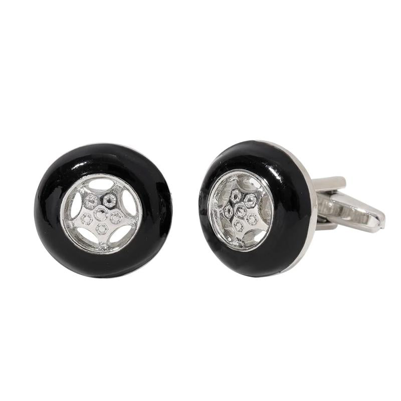 2Pcs/Set Tire Men's Cufflinks Steering Wheel Cuff Links For Dad