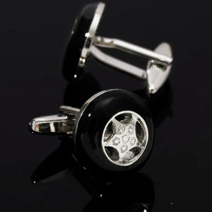 2Pcs/Set Tire Men's Cufflinks Steering Wheel Cuff Links For Dad