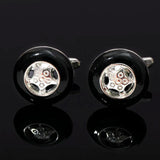 2Pcs/Set Tire Men's Cufflinks Steering Wheel Cuff Links For Dad