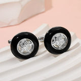 2Pcs/Set Tire Men's Cufflinks Steering Wheel Cuff Links For Dad