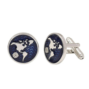 2 Pcs World Map Cufflinks Compass Round Cuff Links For Men Boy Tuxedo Shirts