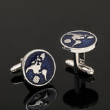 2 Pcs World Map Cufflinks Compass Round Cuff Links For Men Boy Tuxedo Shirts