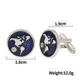 2 Pcs World Map Cufflinks Compass Round Cuff Links For Men Boy Tuxedo Shirts