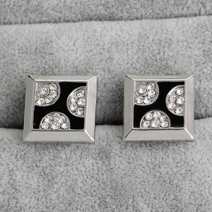 Enamel Rhinestone Square Cufflink French Shirt Suit Cuff Link