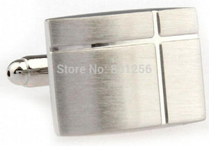Silver Rectangle Cufflinks Cross Copper Material Men Wholesale
