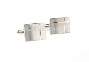 Silver Rectangle Cufflinks Cross Copper Material Men Wholesale