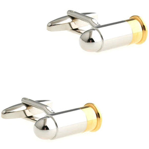 Propeller Bullet Cufflinks Men Airscrew Shot Gun Cuff Links Silver Bronze