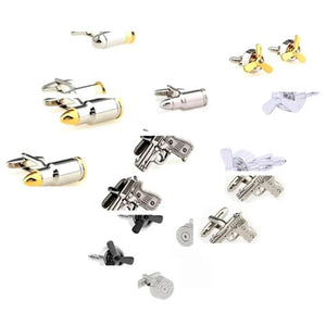 Propeller Bullet Cufflinks Men Airscrew Shot Gun Cuff Links Silver Bronze