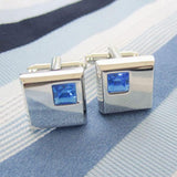 6 Colors Crystal Cufflink Gem Cuff Link