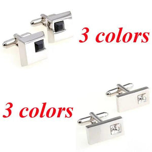 6 Colors Crystal Cufflink Gem Cuff Link