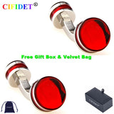 CIFIDET Enamel Cufflink Red Epoxy Round Shirt Cuff Link