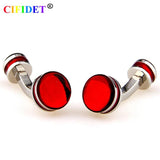 CIFIDET Enamel Cufflink Red Epoxy Round Shirt Cuff Link