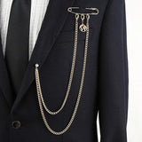 Exaggerated Chain Brooch for Men Long Chains Pins Suit Accessories
