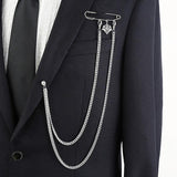 Exaggerated Chain Brooch for Men Long Chains Pins Suit Accessories
