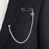 Exaggerated Chain Brooch for Men Long Chains Pins Suit Accessories