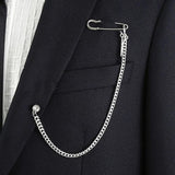 Exaggerated Chain Brooch for Men Long Chains Pins Suit Accessories