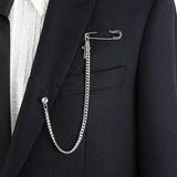 Exaggerated Chain Brooch for Men Long Chains Pins Suit Accessories