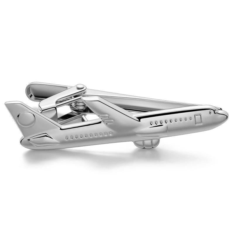 Personalized Men's Tie Clip with Airplane Design