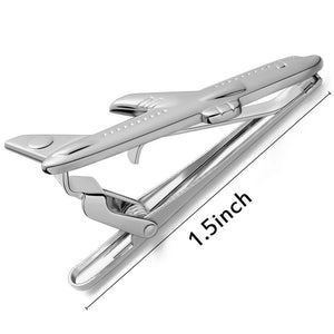 Personalized Men's Tie Clip with Airplane Design