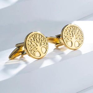 Tangula Tree of Life Cufflinks Steel Mens Amulet Jewelry
