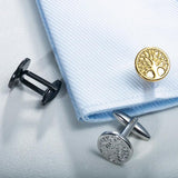 Tangula Tree of Life Cufflinks Steel Mens Amulet Jewelry