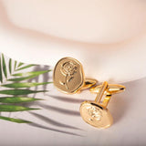 Tangula Stainless Steel Men's Cufflinks Geometric Rose Design Wedding