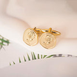 Tangula Stainless Steel Men's Cufflinks Geometric Rose Design Wedding