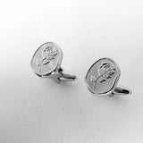 Tangula Stainless Steel Men's Cufflinks Geometric Rose Design Wedding
