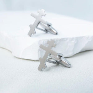 Vintage Orthodox Cross Men Cufflinks Stainless Steel Jesus Faith Amulet