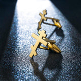 Vintage Orthodox Cross Men Cufflinks Stainless Steel Jesus Faith Amulet