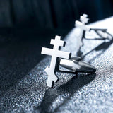 Vintage Orthodox Cross Men Cufflinks Stainless Steel Jesus Faith Amulet