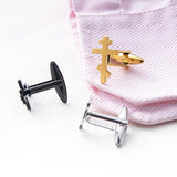 Vintage Orthodox Cross Men Cufflinks Stainless Steel Jesus Faith Amulet