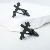 Vintage Orthodox Cross Men Cufflinks Stainless Steel Jesus Faith Amulet
