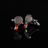 Tennis Racket Cufflinks Red Yellow Enamel for Men