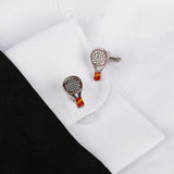 Tennis Racket Cufflinks Red Yellow Enamel for Men