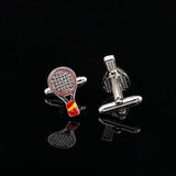 Tennis Racket Cufflinks Red Yellow Enamel for Men