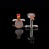 Tennis Racket Cufflinks Red Yellow Enamel for Men