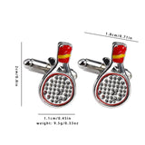 Tennis Racket Cufflinks Red Yellow Enamel for Men
