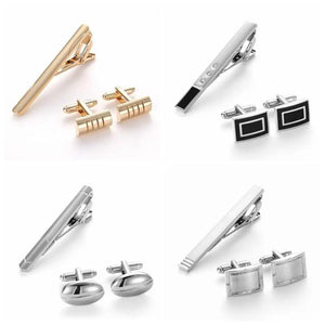 Men's Tie Clip and Cufflinks Set Business Necktie Clip Tie Bar Clips